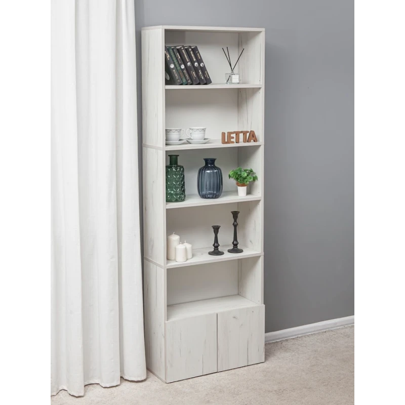 Стеллаж Letta Stvorki Dub White, 181х24х60 см, ЛДСП, белый Стеллаж Letta Stvorki Dub White, 181х24х60 см, ЛДСП, белый