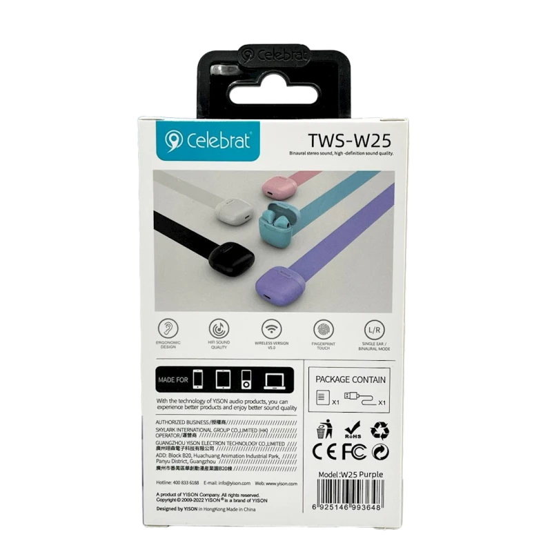 Беспроводные наушники Celebrat TWS-W25 Violet