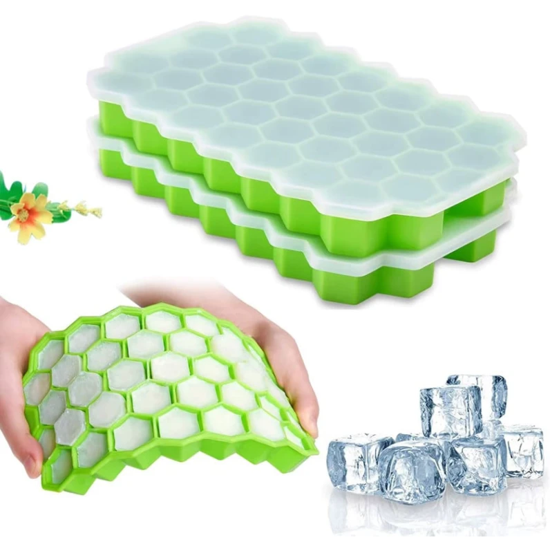 Силиконовый лоток для льда на 37 отделений, шестиугольный Силиконовый лоток для льда на 37 отделений, шестиугольный