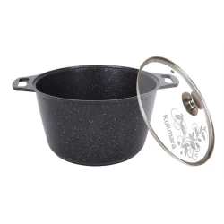 Кастрюля Kukmara Мраморная kmt102-1a, с крышкой, алюминий, черная, 30 см, 10 л
