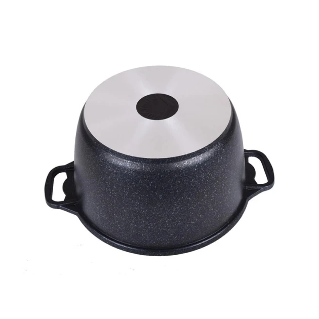 Кастрюля Kukmara Мраморная kmt102-1a, с крышкой, алюминий, черная, 30 см, 10 л