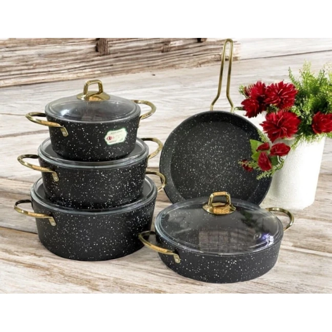 Qazan dəsti SWEETHOME-004, qara, 5 əd