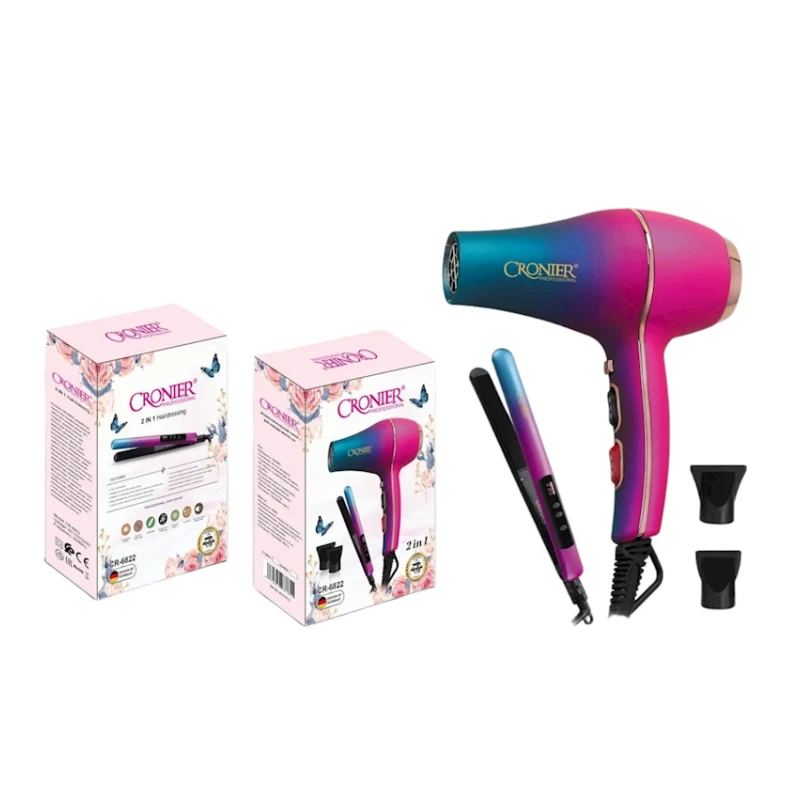 Фен с выпрямителем для волос Cronier CR-6822 Blue/Pink Фен с выпрямителем для волос Cronier CR-6822 Blue/Pink