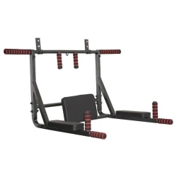 Турник, брусья, пресс 3в1 настенный, черный/красный
