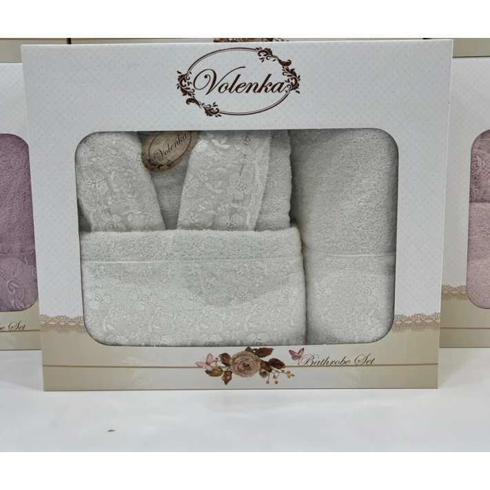 Банный набор Volenka SF-782, хлопок, белый, размер L/XL (банное полотенце + полотенце для лица + халат) Банный набор Volenka SF-782, хлопок, белый, размер L/XL (банное полотенце + полотенце для лица + халат)