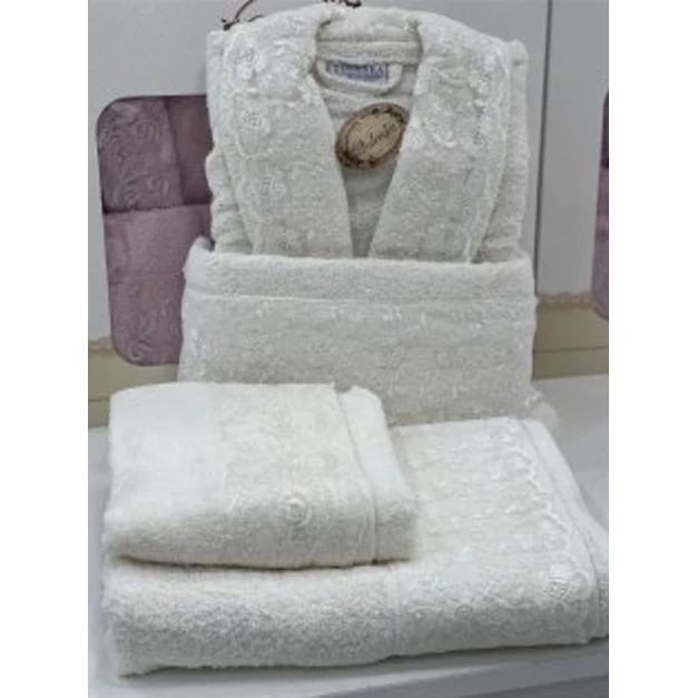 Банный набор Volenka SF-782, хлопок, белый, размер L/XL (банное полотенце + полотенце для лица + халат) Банный набор Volenka SF-782, хлопок, белый, размер L/XL (банное полотенце + полотенце для лица + халат)