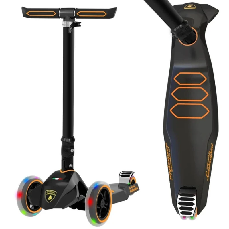 Самокат Lamborghini, складной, с подсветкой, 2–4 года, черный