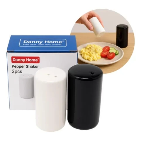 Набор солонки и перечницы Danny Home, 2 шт, фарфор, черный/белый