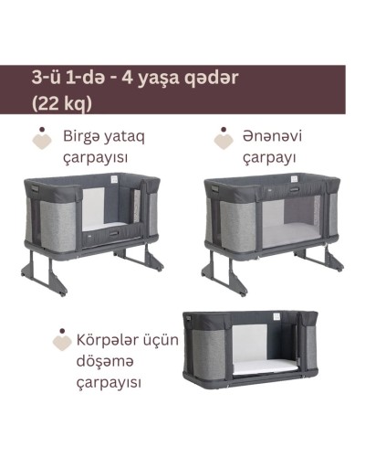 Uşaq çarpayısı Chicco Next2Me Forever, boz/rice - 05079650270000