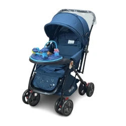 Детская коляска 008, полиэстер/алюминий, синяя, 0+ лет