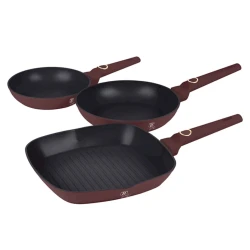 Набор сковородок Berlinger Haus Leonardo Collection BH-8049, 3 шт, 20/24/28 см, алюминий, бордовый Набор сковородок Berlinger Haus Leonardo Collection BH-8049, 3 шт, 20/24/28 см, алюминий, бордовый