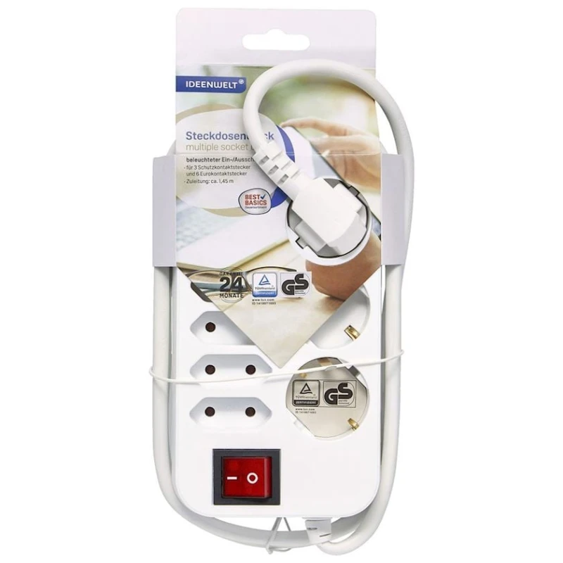 Удлинитель Ideen Welt 1.45 м, 9-розеточный (4305615878720)