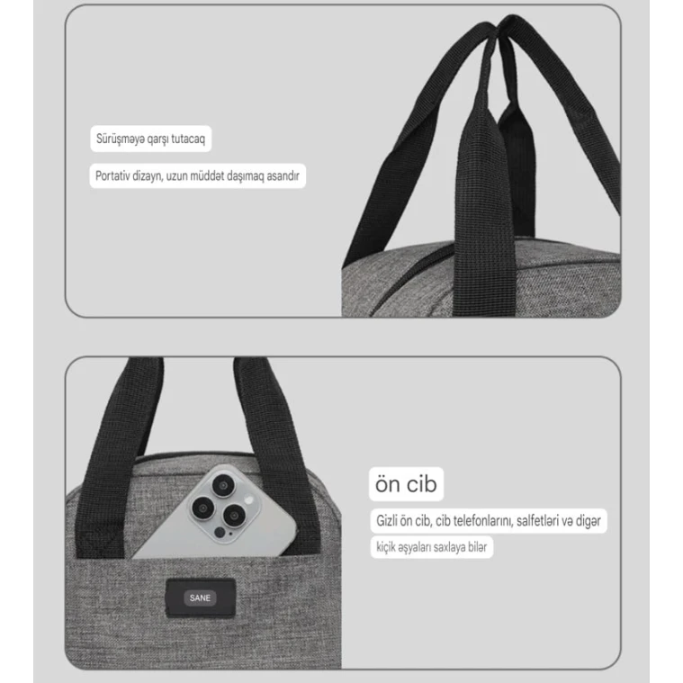 Термосумка серая термозащитная для хранения и транспортировки продуктов питания.
