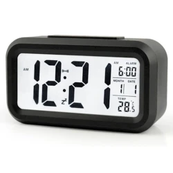 Rəqəmsal saat-zəngli saat, işıqlandırma ilə, termometrli, qara Rəqəmsal saat-zəngli saat, işıqlandırma ilə, termometrli, qara