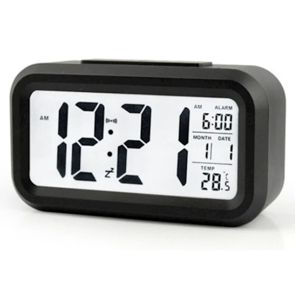 Цифровые часы-будильник, с подсветкой, с термометром, черные Цифровые часы-будильник, с подсветкой, с термометром, черные