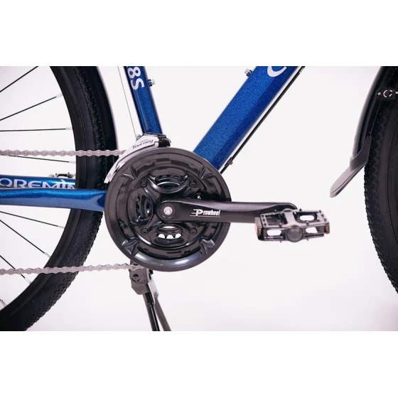 Городской и туристический велосипед Qremin TG 3.8s синий/черный, алюминиевый сплав