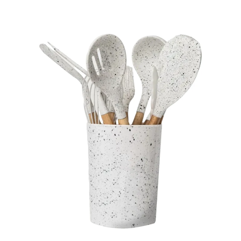 Mətbəx ləvazimatları dəsti SS-238WH, 12 parça, silikon/taxta