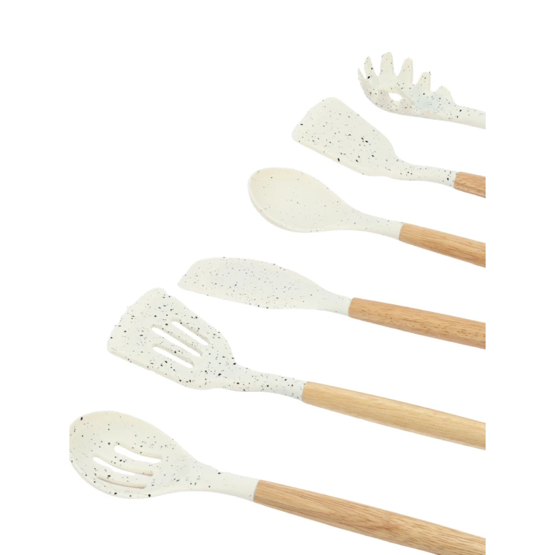 Mətbəx ləvazimatları dəsti SS-238WH, 12 parça, silikon/taxta