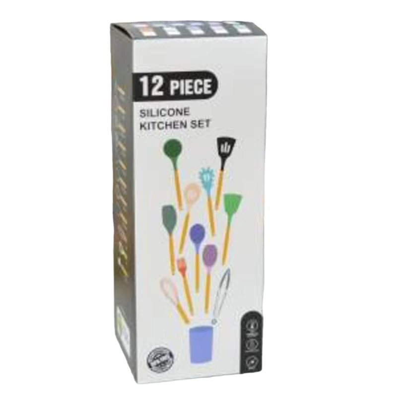 Mətbəx ləvazimatları dəsti SS-238WH, 12 parça, silikon/taxta