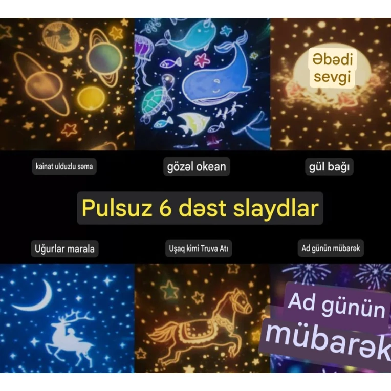 Bluetooth ilə işləyə bilən proyeksiya lampası, mavi Bluetooth ilə işləyə bilən proyeksiya lampası, mavi