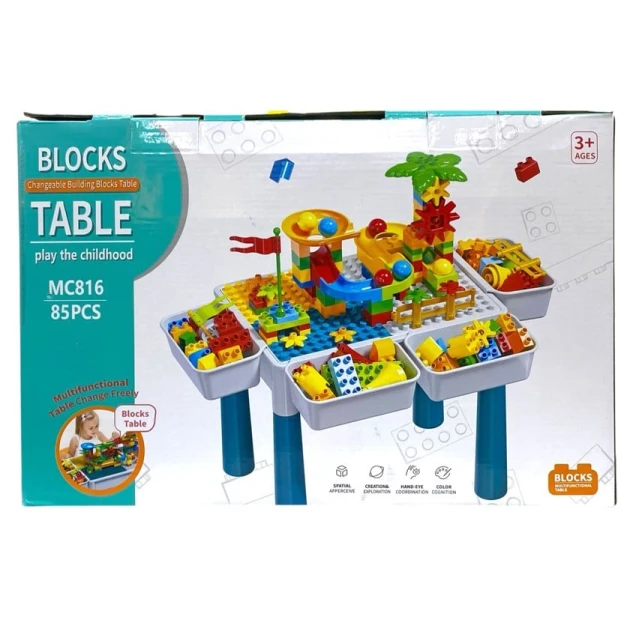 Детский игровой стол Blocks Table M5015, со стулом, 85 элементов, 3+ лет