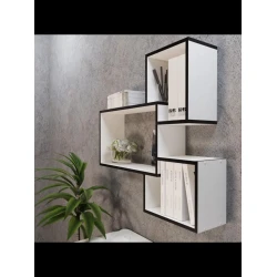 Полка настенная Art Mebel 35, ламинат, 83х89х20 см, белая/черная Полка настенная Art Mebel 35, ламинат, 83х89х20 см, белая/черная