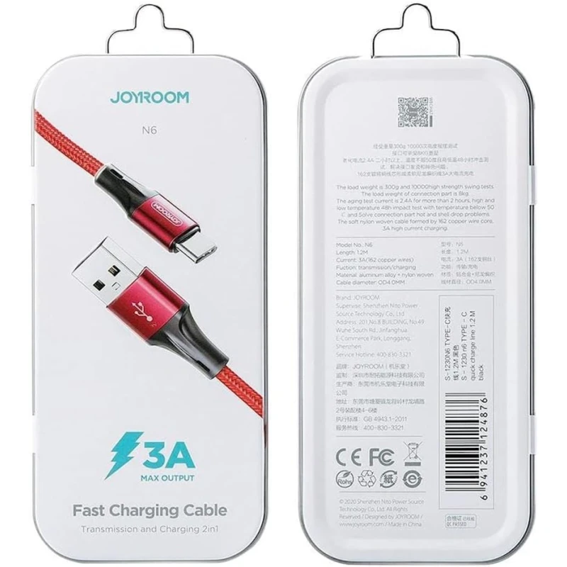 Kabel USB Joyroom S-1230N6 Type-C Red
