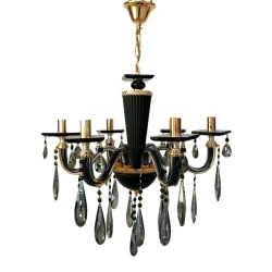 Подвесная люстра Şəms Aydınlatma 85064, 6 x E14, черная/золотистая, диаметр 60-65 см