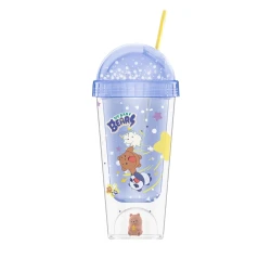 Стакан с трубочкой Miniso We Baby Bears, 350 мл, пластик, голубой