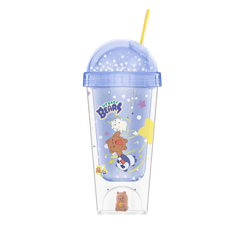 Стакан с трубочкой Miniso We Baby Bears, 350 мл, пластик, голубой Стакан с трубочкой Miniso We Baby Bears, 350 мл, пластик, голубой