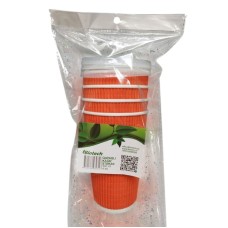 Birdəfəlik kağız stəkan dəsti Biotech, qapaq ilə, 500 ml, 4 əd