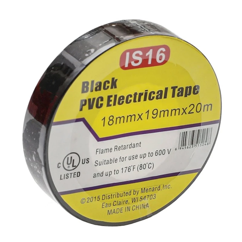 Изолента IS16, 18 мм x 19 мм x 20 м, черная