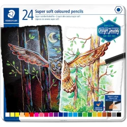 Набор цветных карандашей Staedtler Super Soft, 24 цвета, металлическая коробка