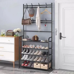 Полка для обуви BB-9993, металл, черная, 5-ярусная, 80x26x170 см Полка для обуви BB-9993, металл, черная, 5-ярусная, 80x26x170 см