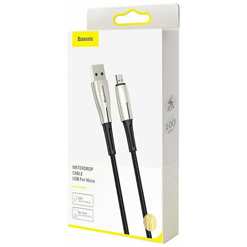 Кабель USB Baseus Втaterdrop Micro 4A 1 м Camrd-B01, Черный