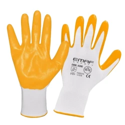 Рабочие перчатки Emaf Safety A300, нитрил, белый/желтый, 30 г Рабочие перчатки Emaf Safety A300, нитрил, белый/желтый, 30 г