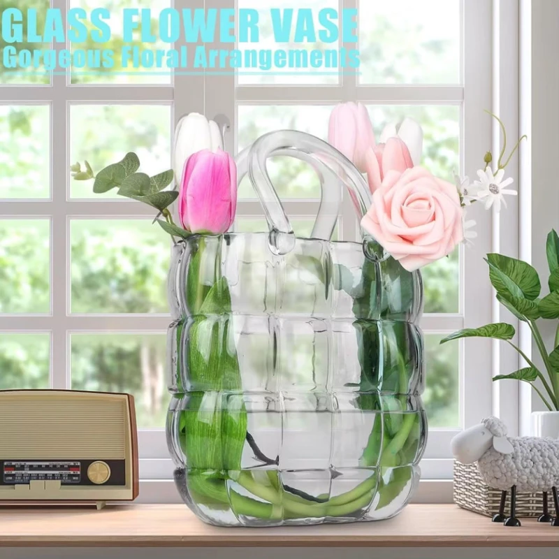 Çanta formasında dekorativ güldan Plateon0016, şəffaf