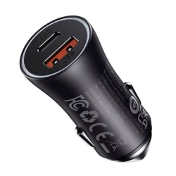 Автомобильное зарядное устройство Baseus Golden Contactor Max Dual Fast Charger Car Charger USB + USB Type-C Dark Gray