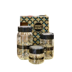 Ədviyyat saxlanılması üçün qab dəsti Sweet Home 00004437, şüşə/plastik, şəffaf/qəhvəyi, 3 əd