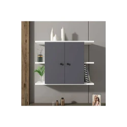 Шкаф книжный Mera 12115587, ЛДСП, серый/белый, 60x22x48.6 см Шкаф книжный Mera 12115587, ЛДСП, серый/белый, 60x22x48.6 см