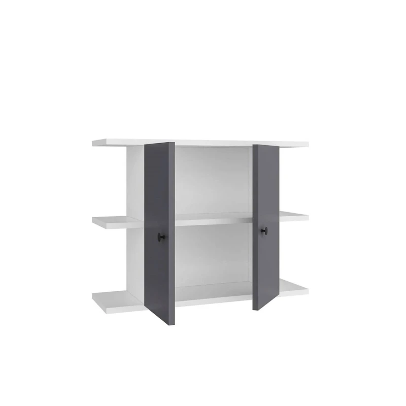 Шкаф книжный Mera 12115587, ЛДСП, серый/белый, 60x22x48.6 см