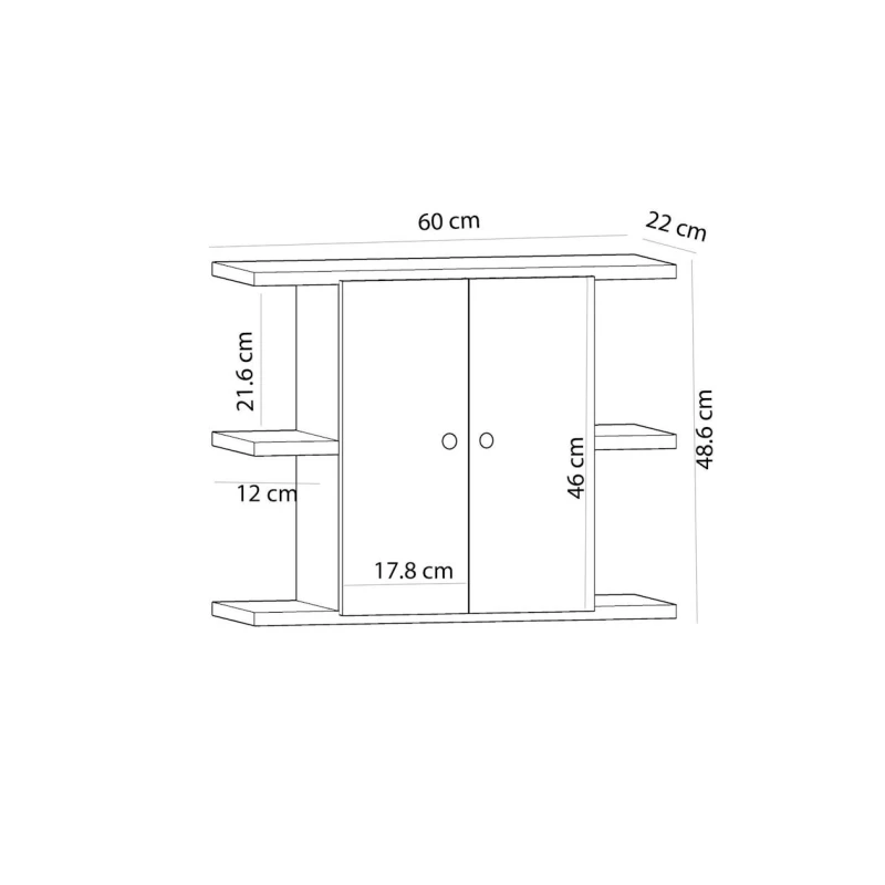Шкаф книжный Mera 12115587, ЛДСП, серый/белый, 60x22x48.6 см