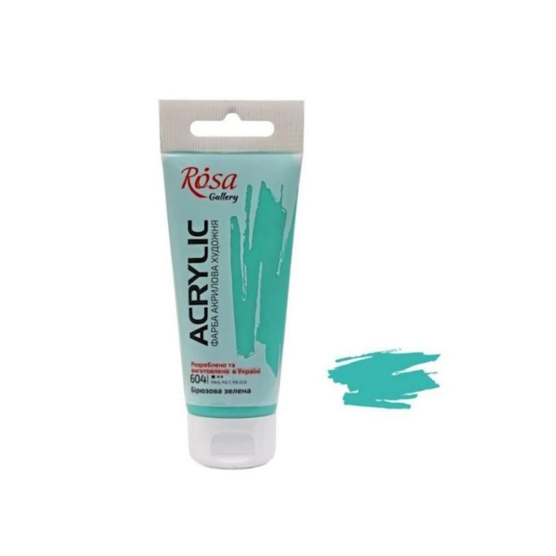 Акриловая краска художественная Rosa Gallery 604, бирюзовый зеленый, 60 мл Акриловая краска художественная Rosa Gallery 604, бирюзовый зеленый, 60 мл