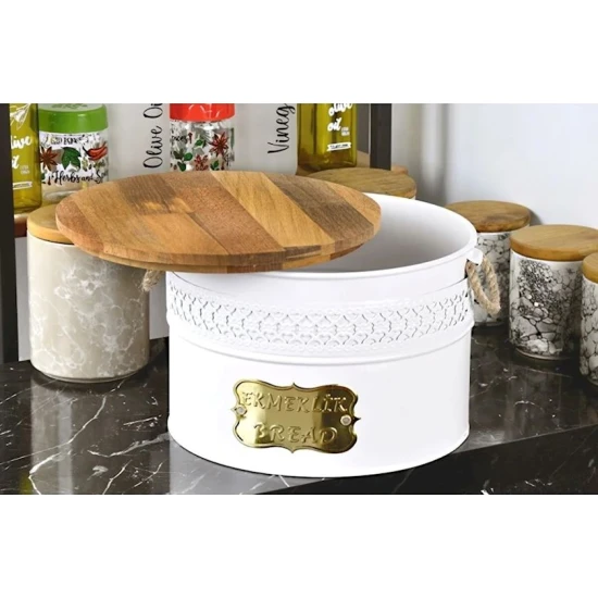 Хлебница NH_BYZ1222, 17x25 см, металл/дерево, белая Хлебница NH_BYZ1222, 17x25 см, металл/дерево, белая