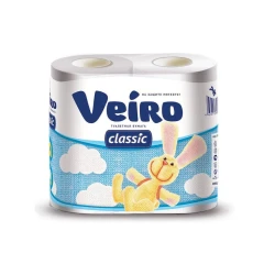 Туалетная бумага Veiro Classic, 2-х слойная, 4 рулона, белая