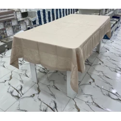 Скатерть MiraNova FS-661, тефлоновая, бежевая, 160x220 см