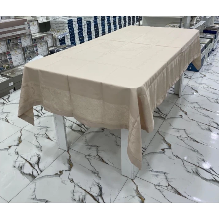 Скатерть MiraNova FS-661, тефлоновая, бежевая, 160x220 см Скатерть MiraNova FS-661, тефлоновая, бежевая, 160x220 см