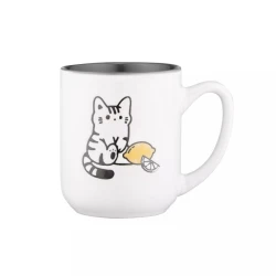 Чашка Ardesto Cat AR3055, керамика, белая/серая, 380 мл Чашка Ardesto Cat AR3055, керамика, белая/серая, 380 мл