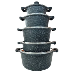 Набор кастрюль Jio ZGH_00096, гранит, черный, 10 предметов Набор кастрюль Jio ZGH_00096, гранит, черный, 10 предметов