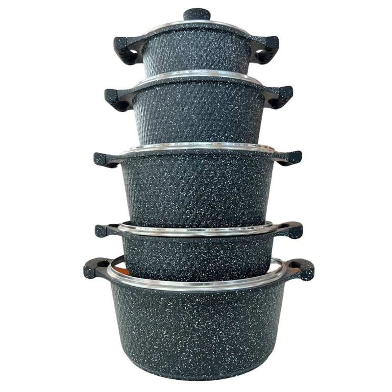Набор кастрюль Jio ZGH_00096, гранит, черный, 10 предметов Набор кастрюль Jio ZGH_00096, гранит, черный, 10 предметов